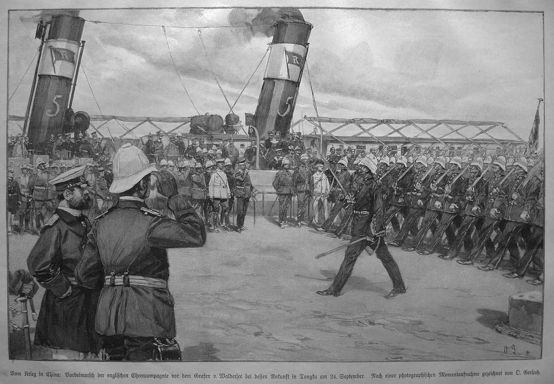 China , Boxeraufstand , Waldersee in Tongku , Schanghai ,Taku 3 Stiche 1900 eBay